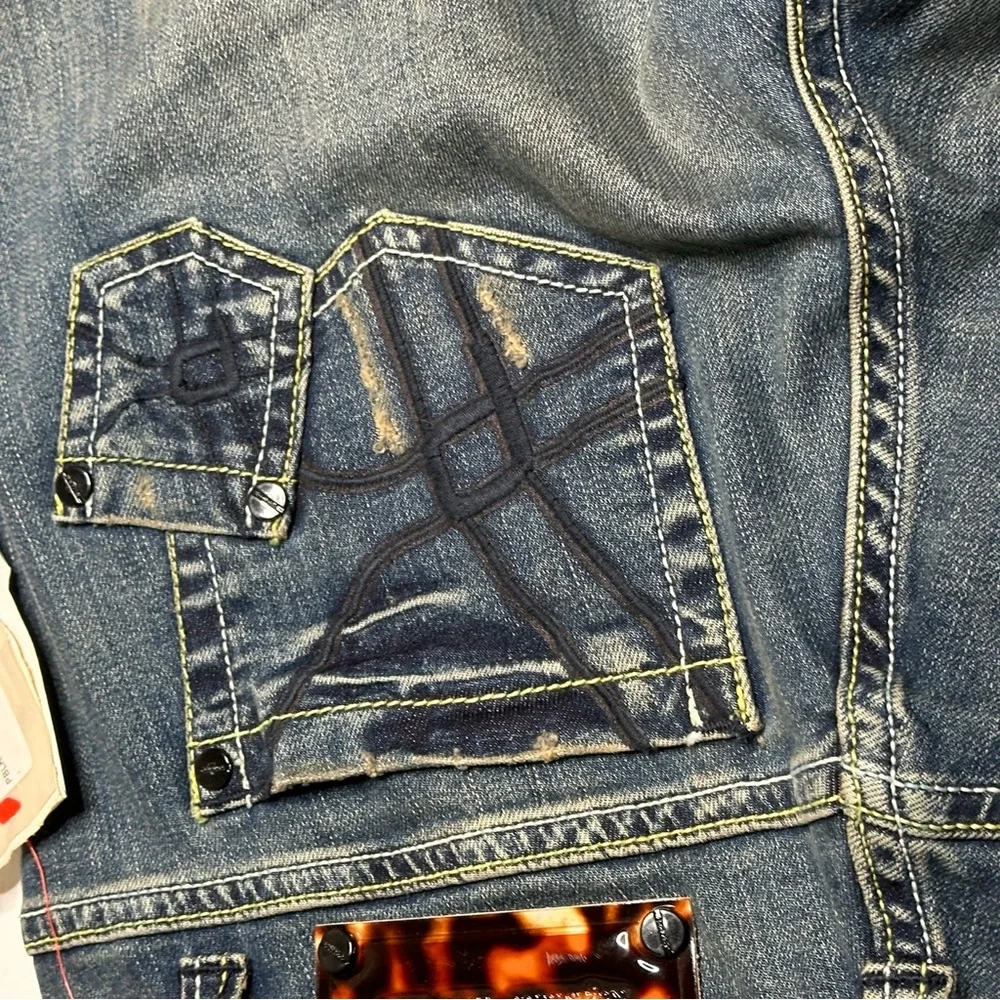 Pinko Womens Bootcut Jeans Size 31 Medium Wash‎ Stretch NEW Embroidered Pockets